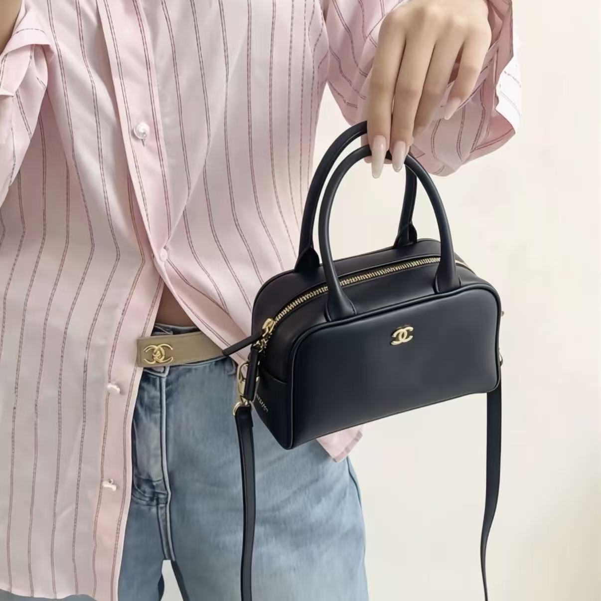 CHANE1 レザーボウリングバッグ【50％割引+送料無料】