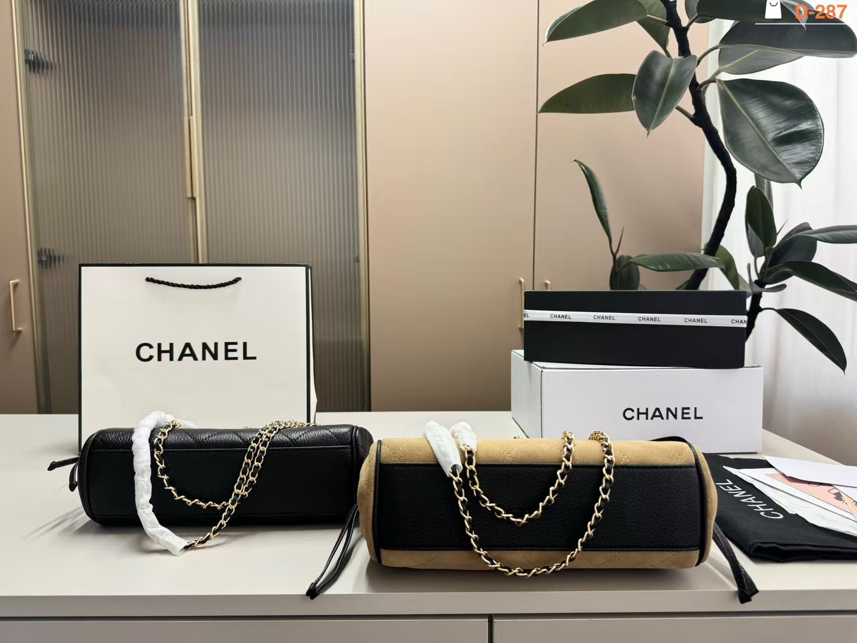 CHANE1 カラーブロック ディアスキン チェーンショルダーバッグ【50％割引+送料無料】