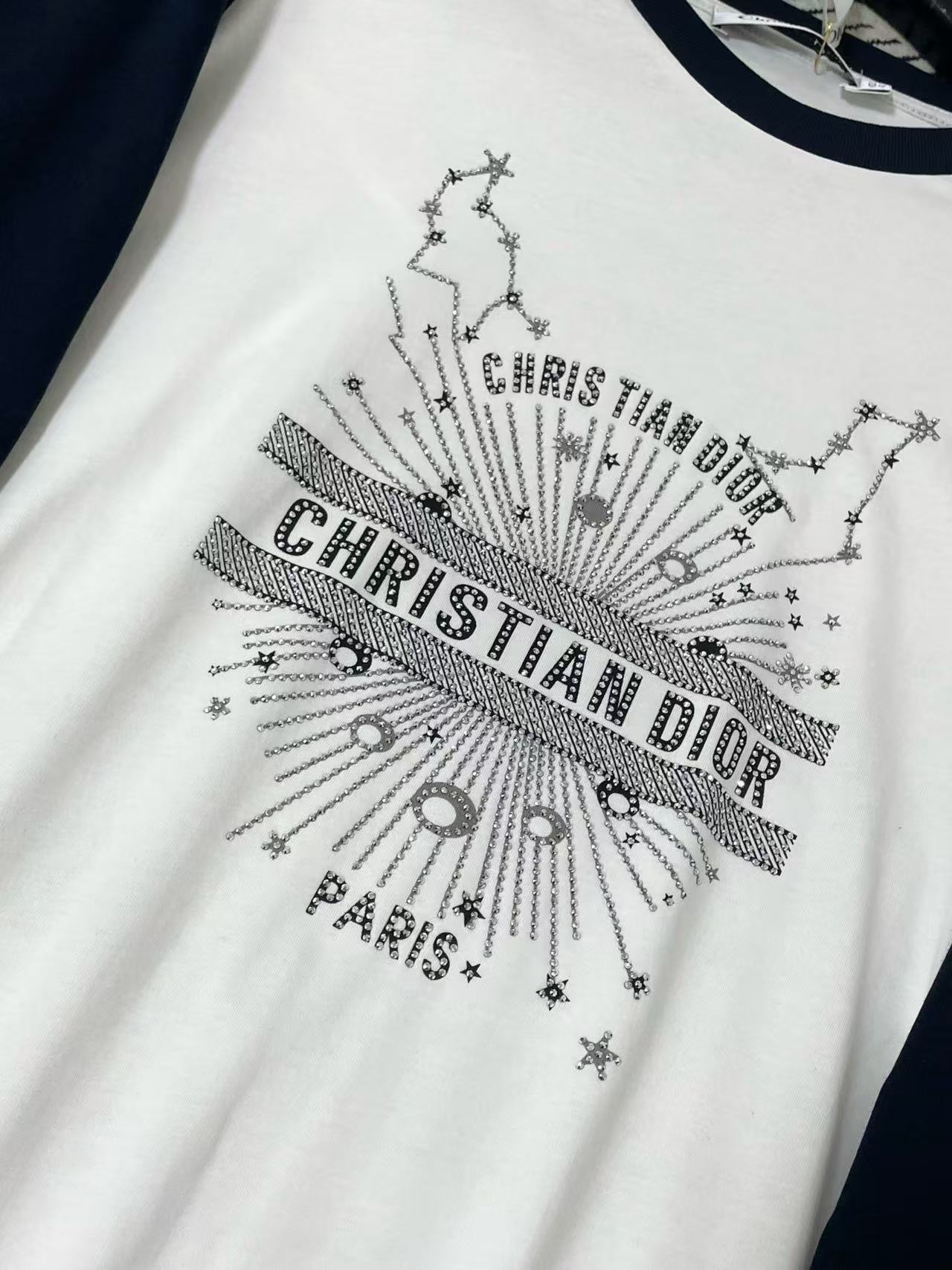DI0Rカラーブロック・レタープリント長袖Tシャツ【50％割引+送料無料】