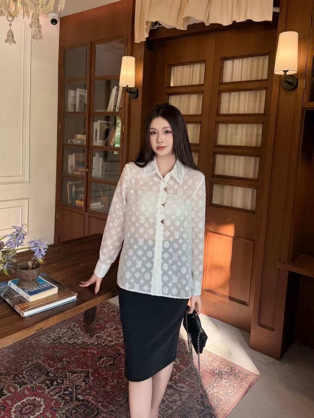 LV ジャカード ルーズフィットシャツ【50％割引+送料無料】