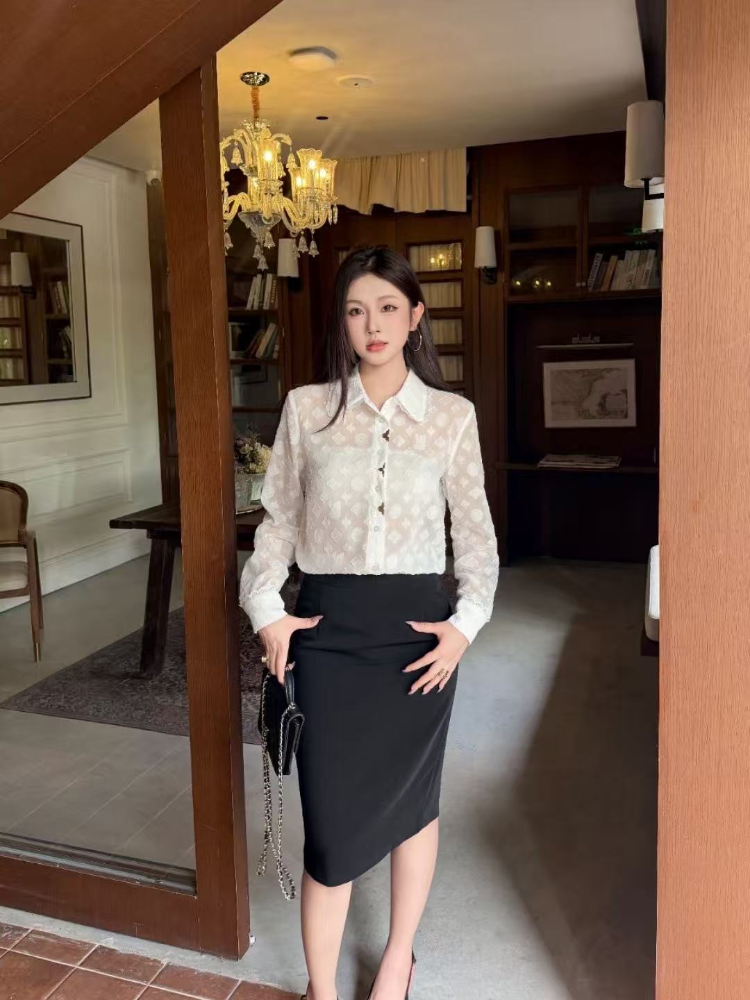 LV ジャカード ルーズフィットシャツ【50％割引+送料無料】