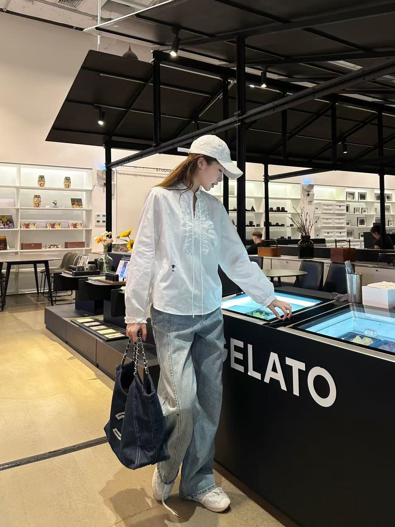 DI0Rフリル付き前結びシャツ【50％割引+送料無料】