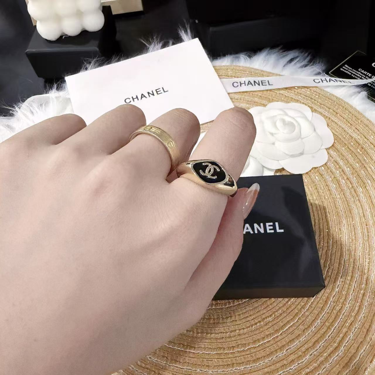 CHANE1 シンプルなダブルCリング【50％割引+送料無料】