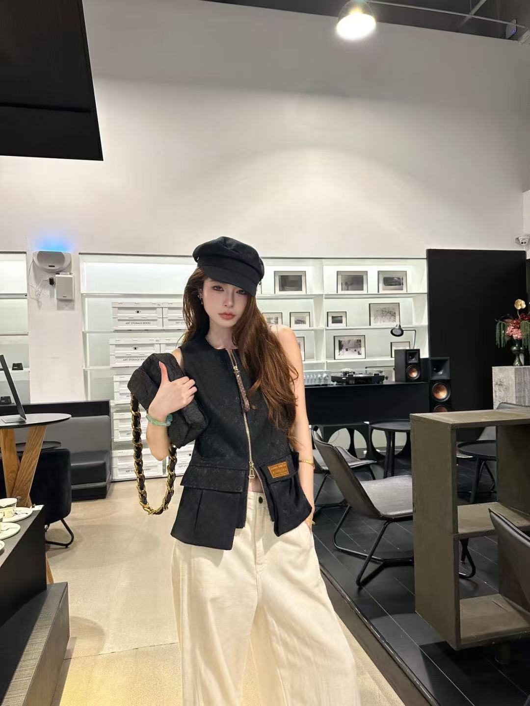 LV ジャカード ジップアップベスト【50％割引+送料無料】
