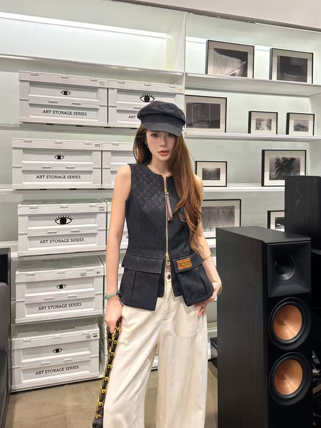 LV ジャカード ジップアップベスト【50％割引+送料無料】