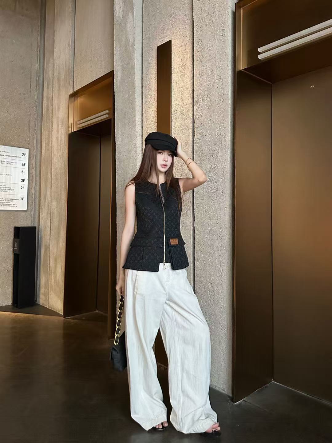 LV ジャカード ジップアップベスト【50％割引+送料無料】