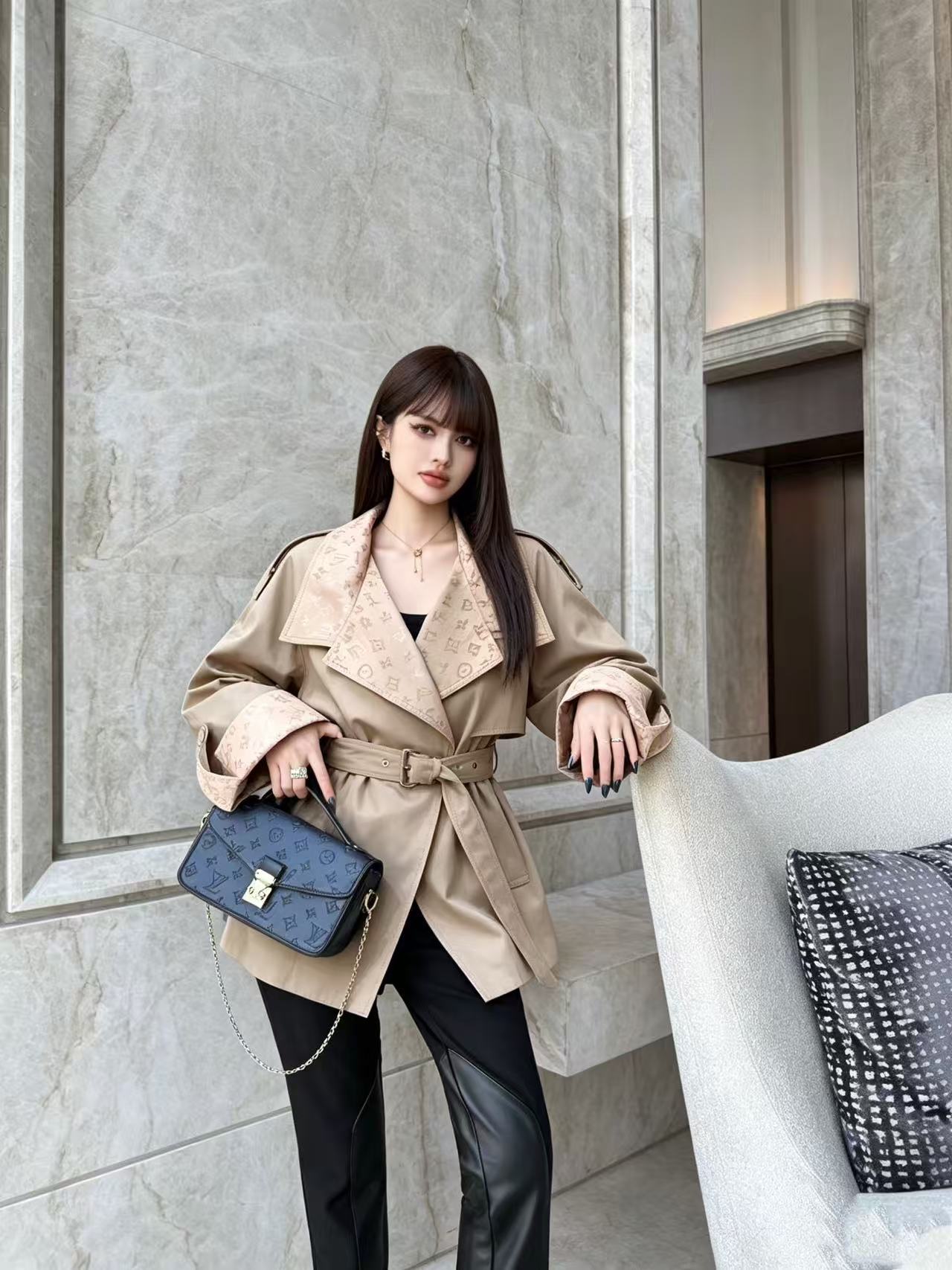 LV ラペルジャケット（ウエストタイ付き）【50％割引+送料無料】