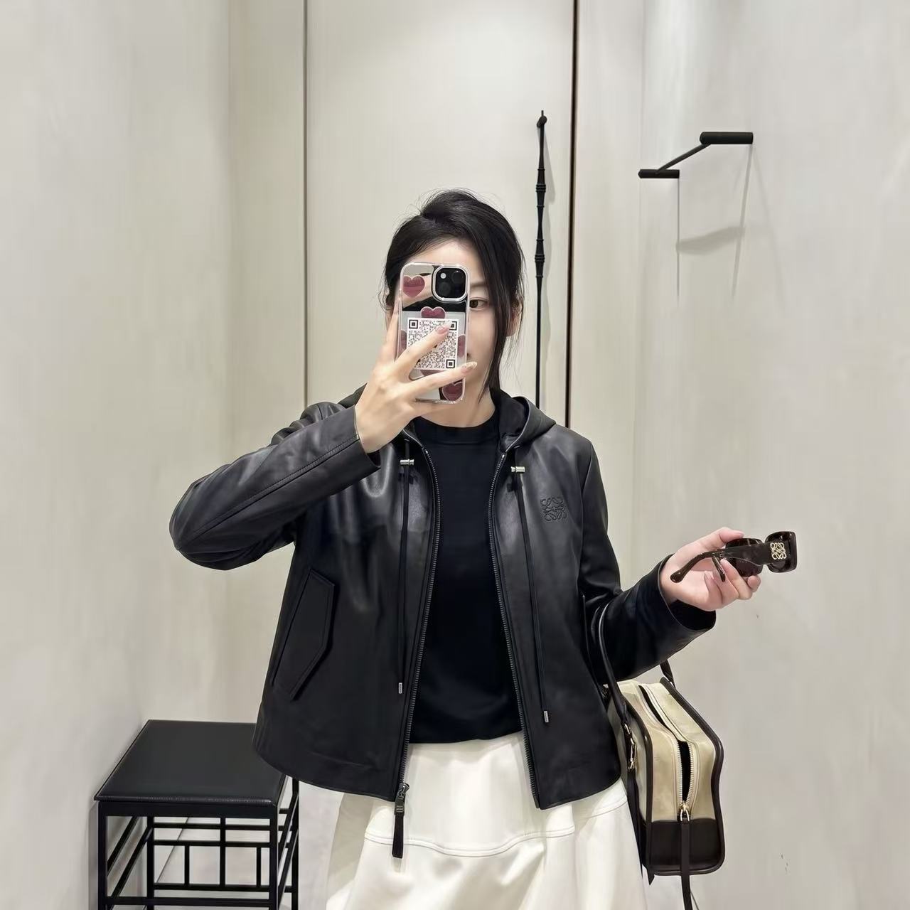 L0WEW刺繍ロゴ入りレザージャケット【50％割引+送料無料】