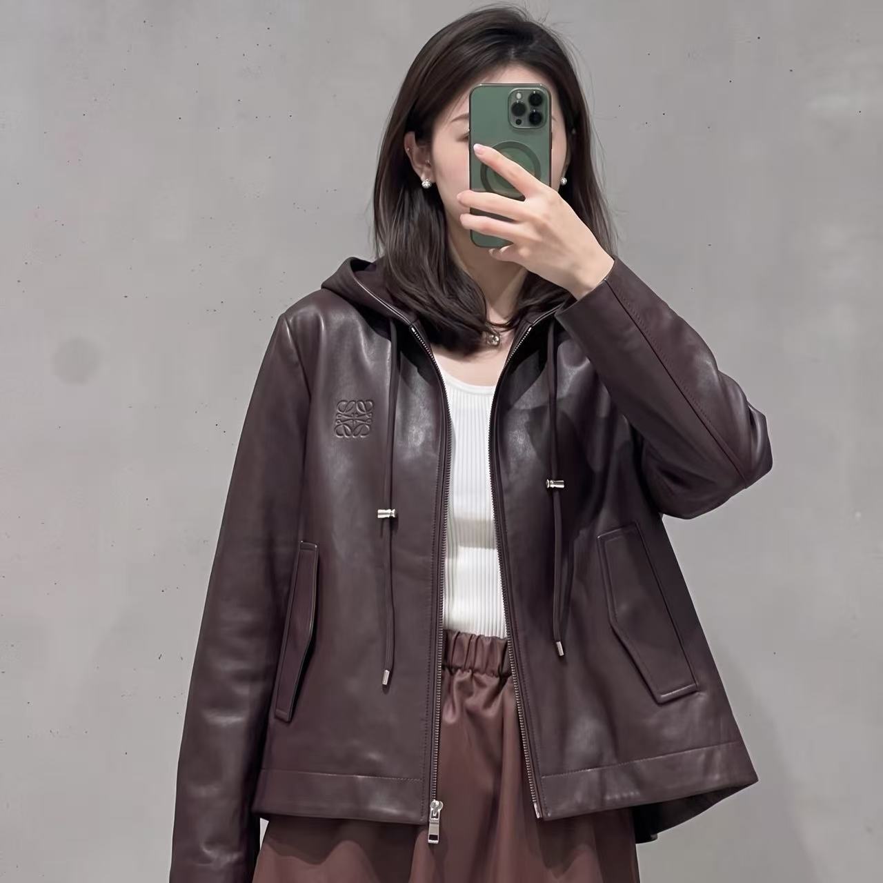 L0WEW刺繍ロゴ入りレザージャケット【50％割引+送料無料】