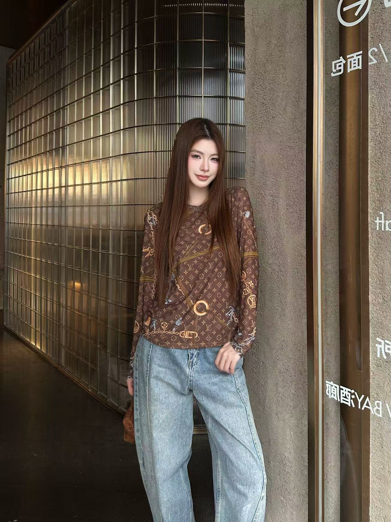 LVプリント 長袖Tシャツ【50％割引+送料無料】