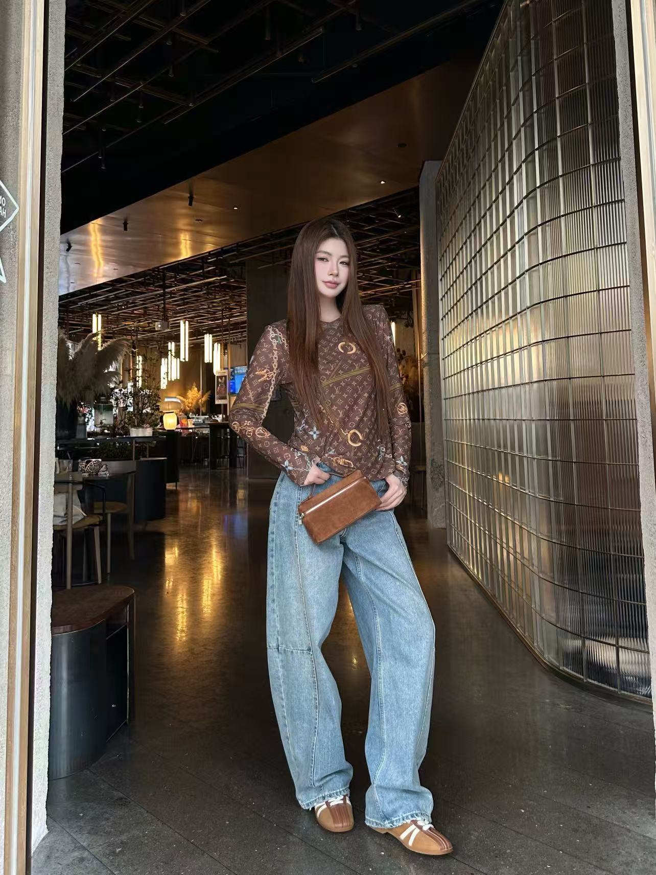 LVプリント 長袖Tシャツ【50％割引+送料無料】