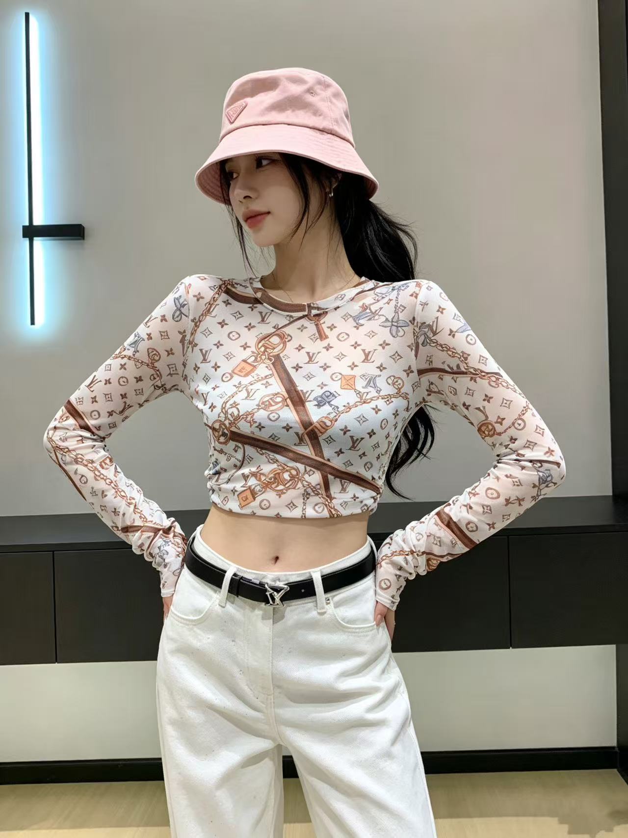 LVプリント 長袖Tシャツ【50％割引+送料無料】