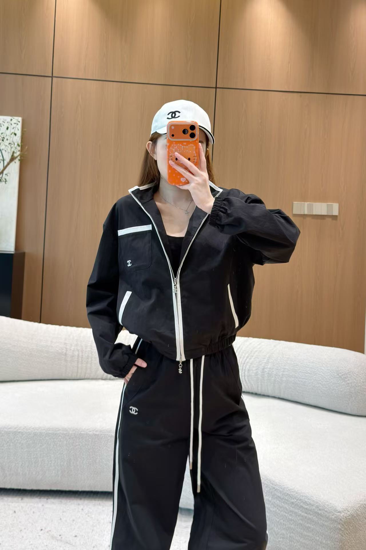 CHANE1 ダブルCジッパージャケット＋パンツ ツーピースセット【50％割引+送料無料】