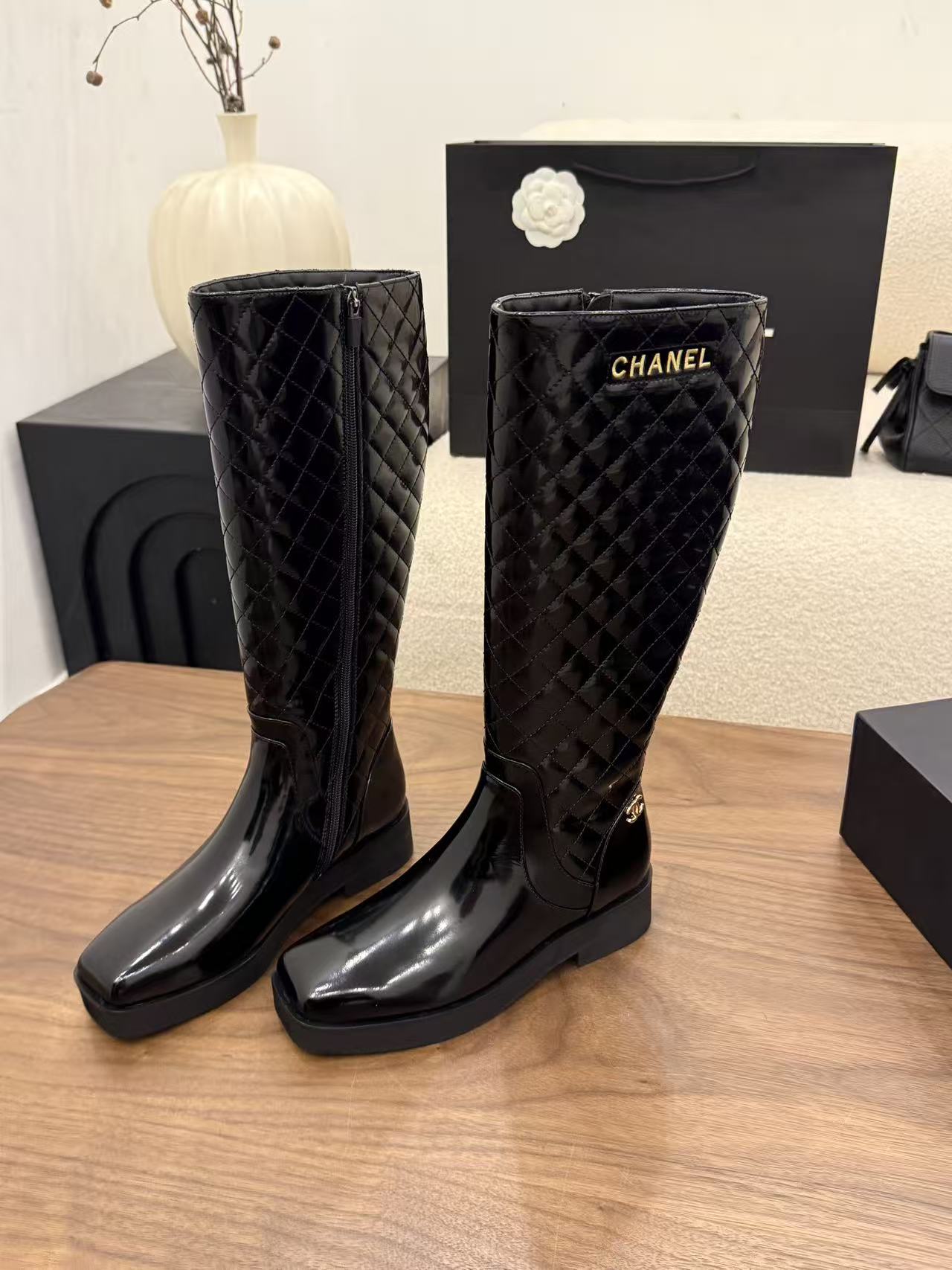 CHANE1 高品質チェック柄ロングブーツ【50％割引+送料無料】