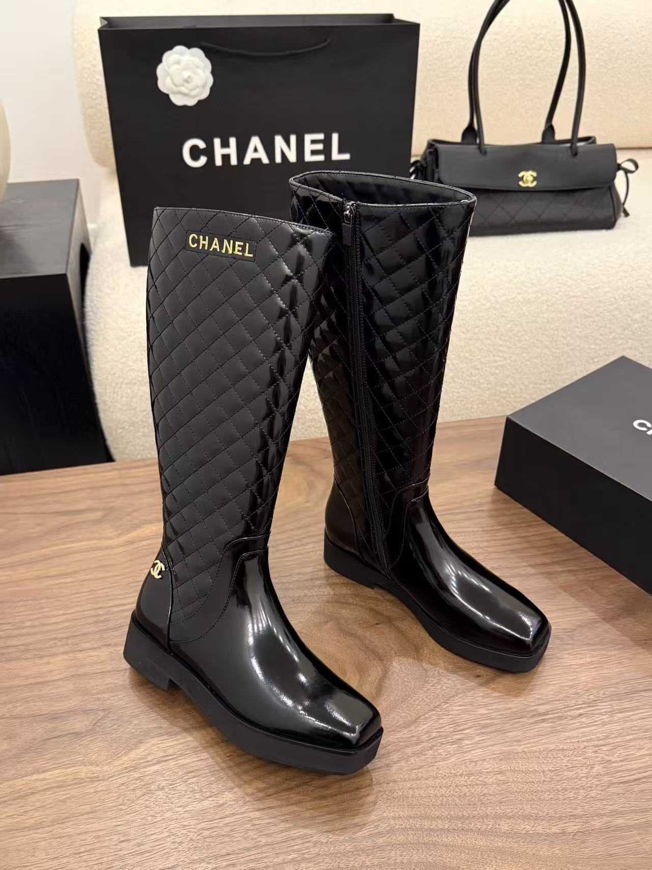 CHANE1 高品質チェック柄ロングブーツ【50％割引+送料無料】