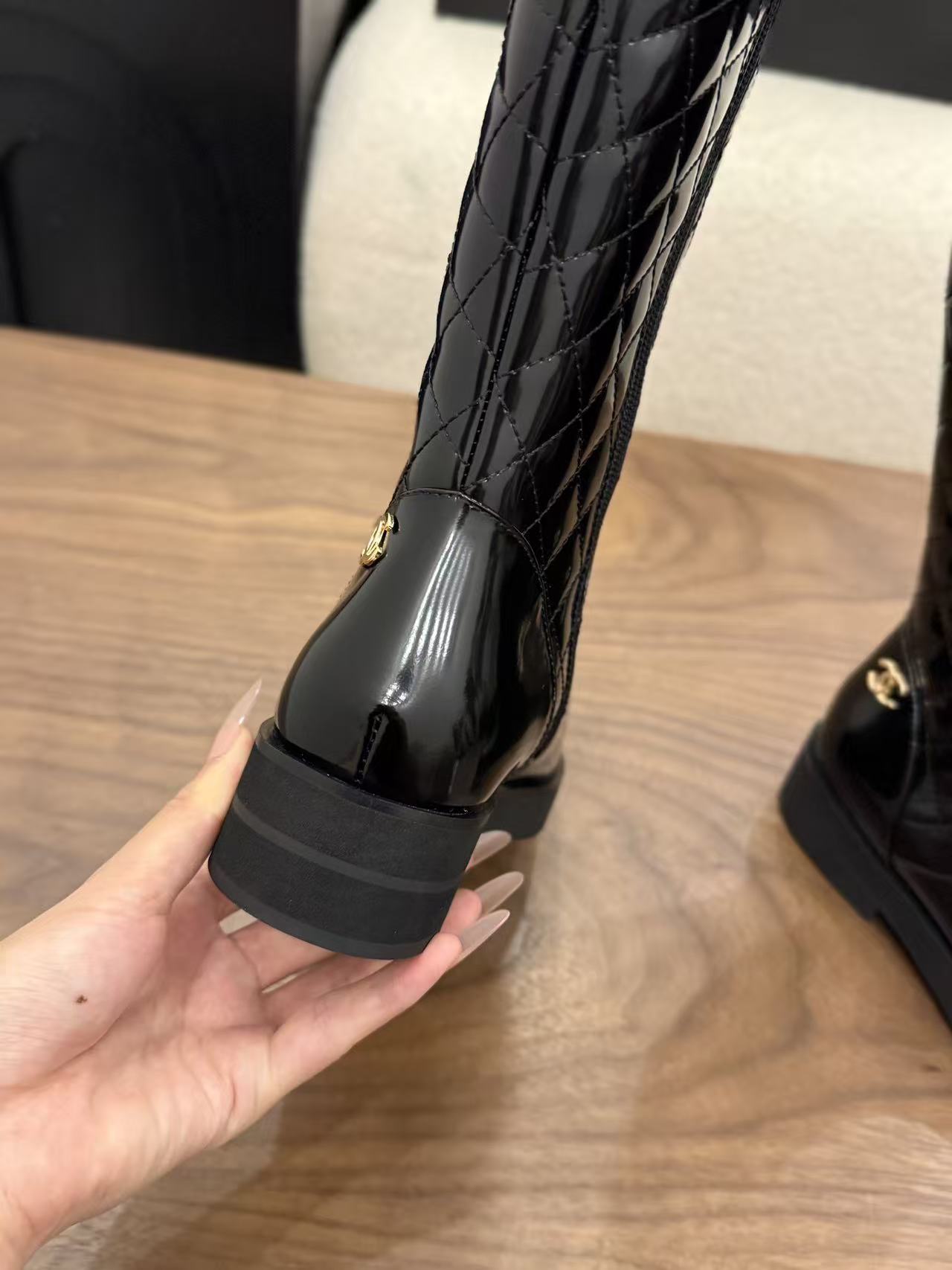 CHANE1 高品質チェック柄ロングブーツ【50％割引+送料無料】