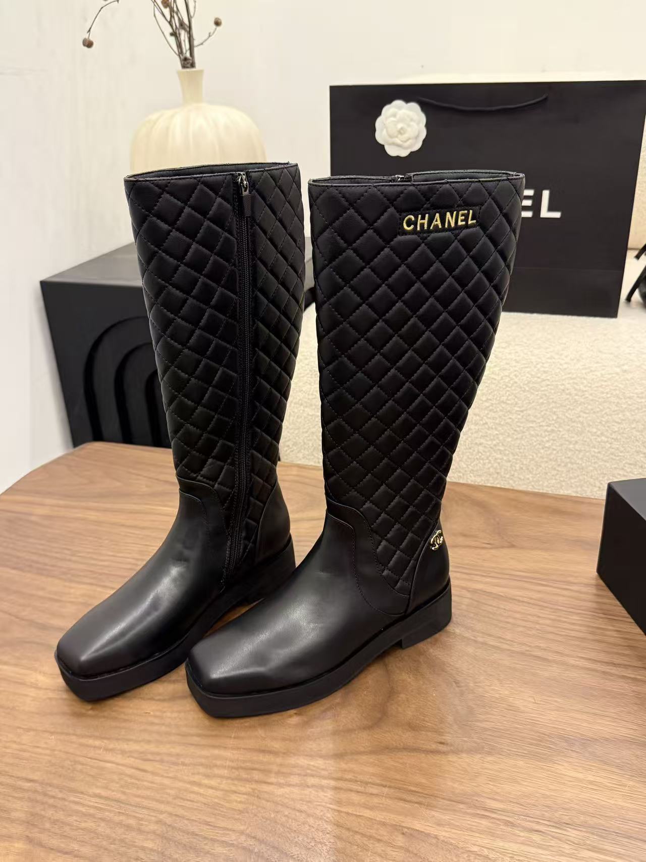 CHANE1 高品質チェック柄ロングブーツ【50％割引+送料無料】
