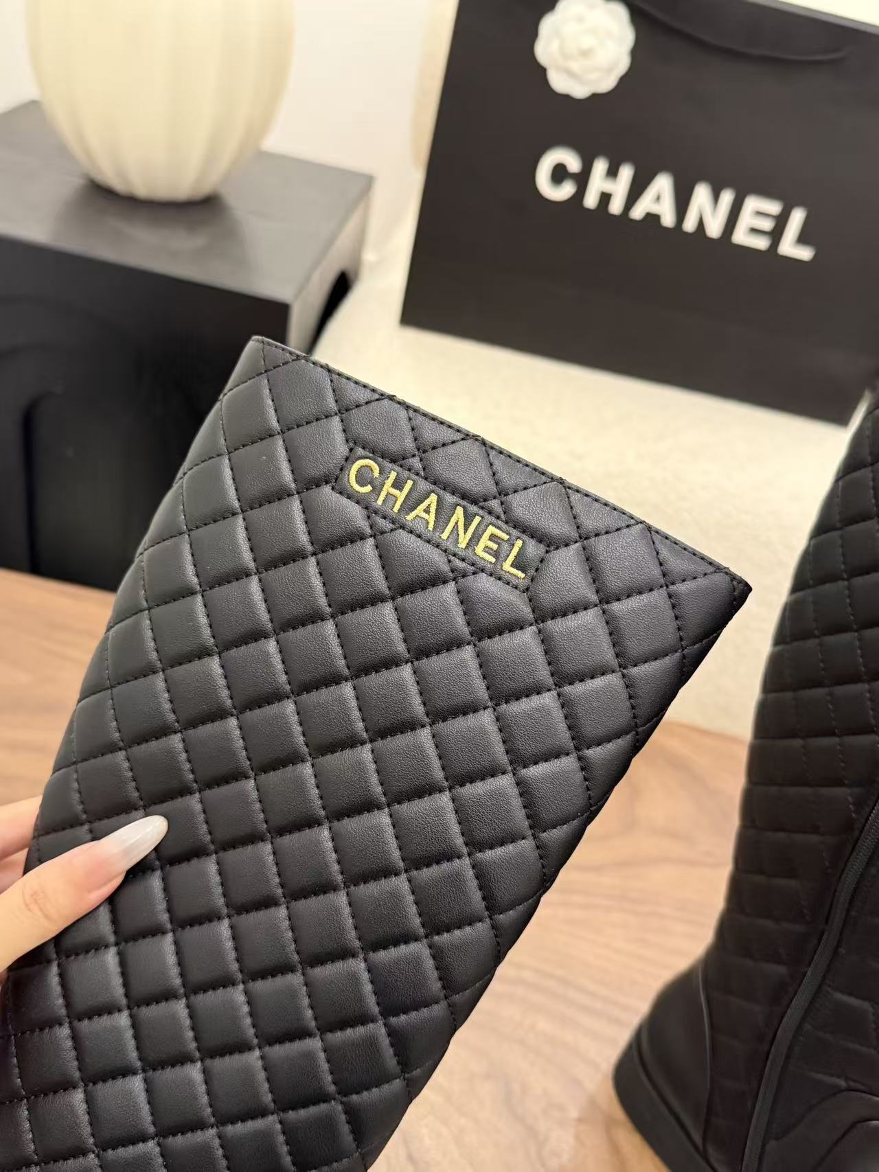 CHANE1 高品質チェック柄ロングブーツ【50％割引+送料無料】