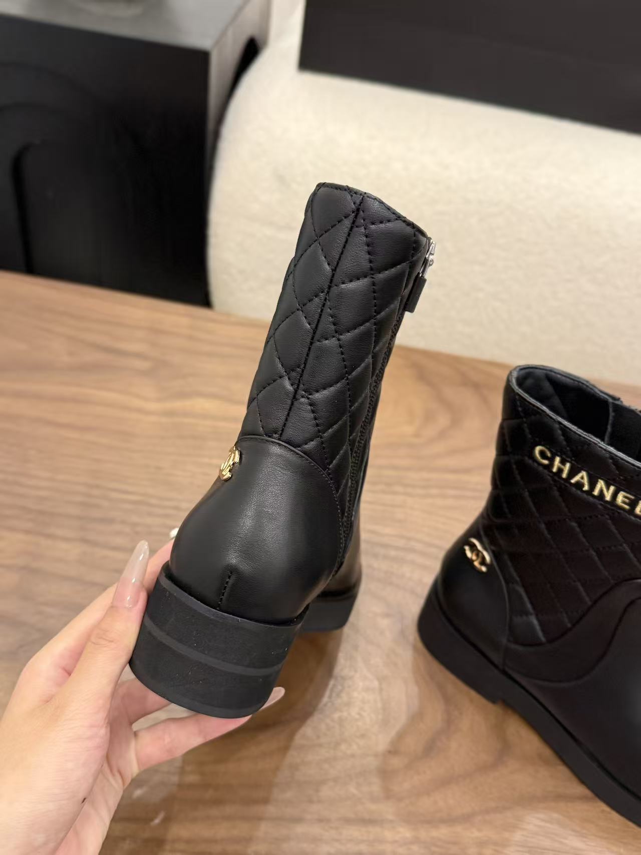 CHANE1高品質なチェック柄アンクルブーツ【50％割引+送料無料】