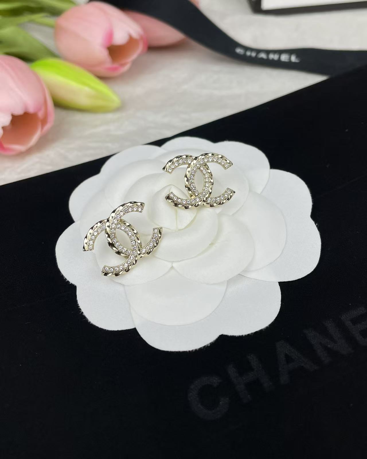 CHANE1 シンプルなダブルCスタッドピアス【50％割引+送料無料】