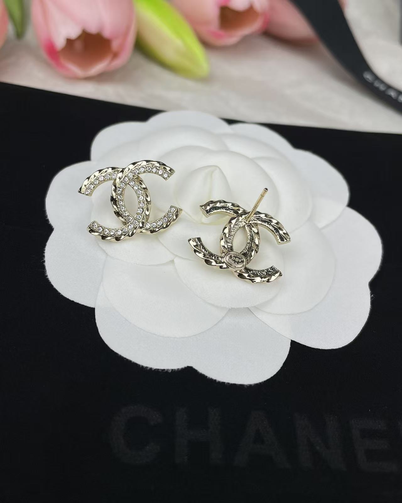 CHANE1 シンプルなダブルCスタッドピアス【50％割引+送料無料】
