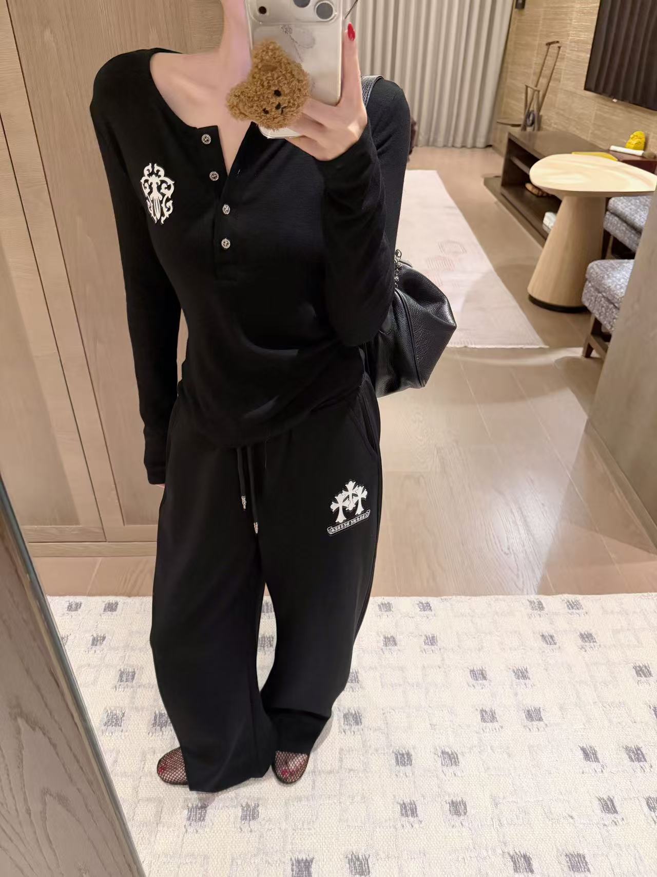 Chr0me Hearts サンスクリット語ボタンアップ長袖Tシャツ【50％割引+送料無料】