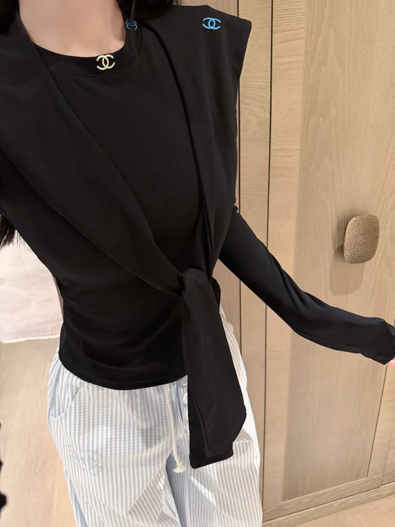 CHANE1 ダブルCスカーフ＋Tシャツ ツーピースセット【50％割引+送料無料】