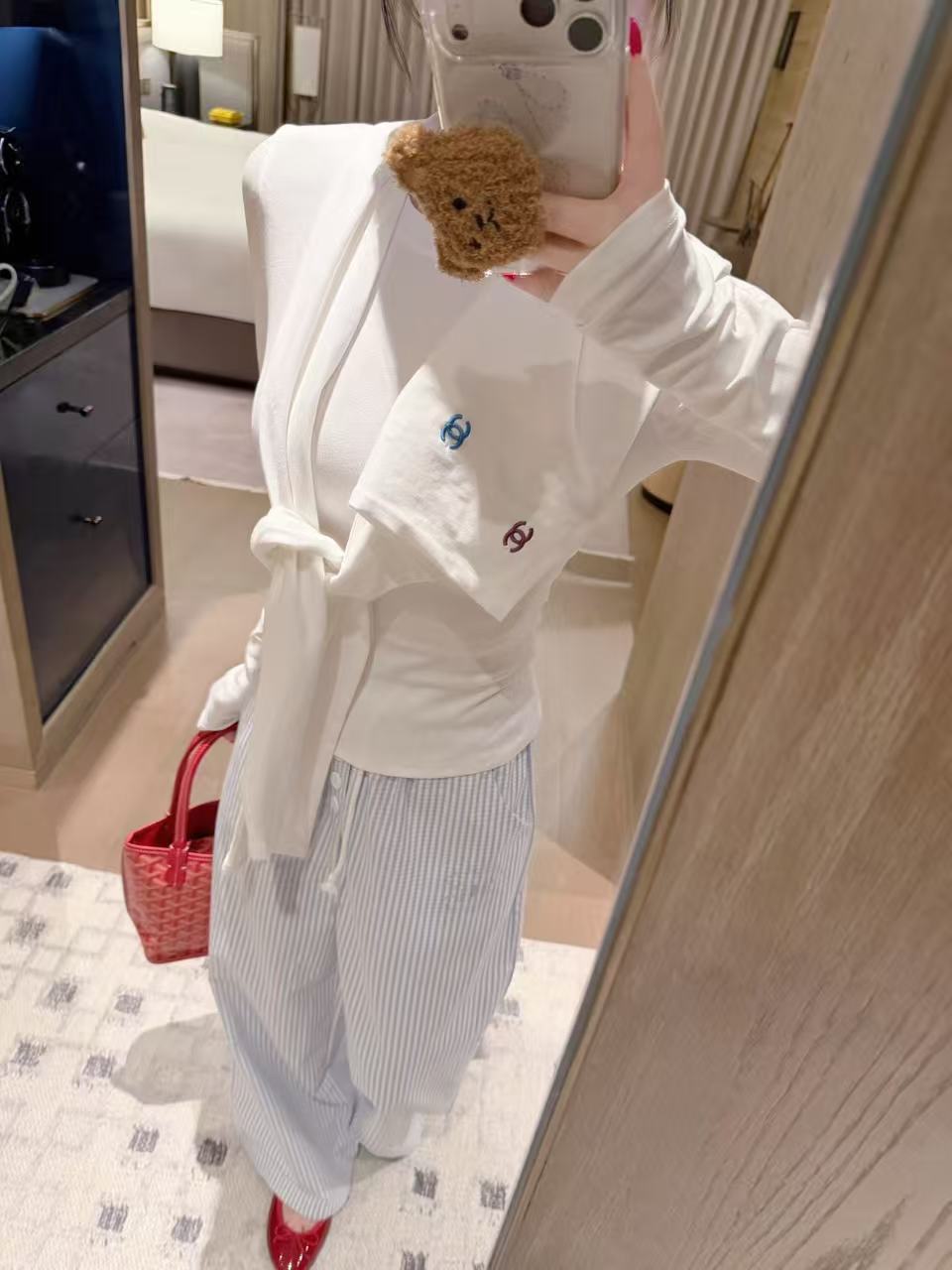 CHANE1 ダブルCスカーフ＋Tシャツ ツーピースセット【50％割引+送料無料】
