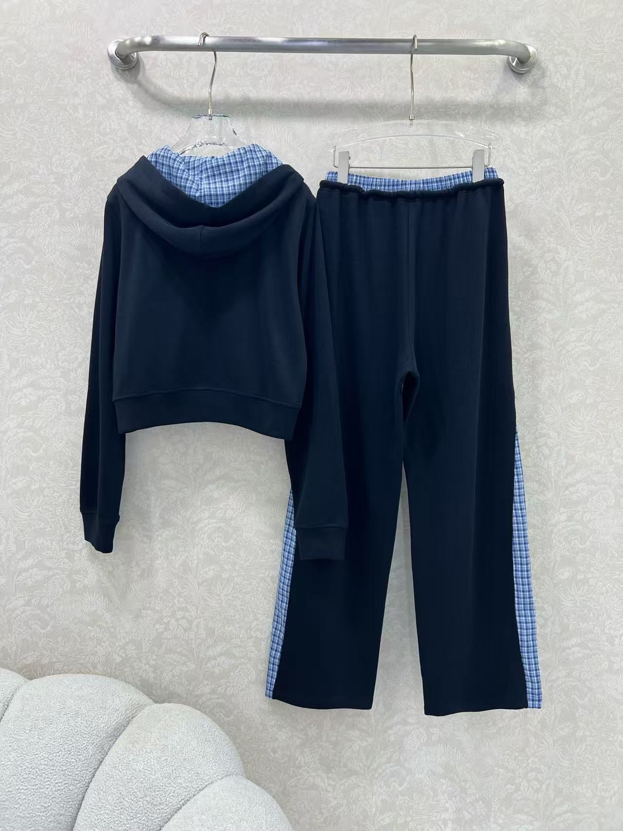 M1UM1U カラーブロック フード付きジャケット＋パンツ ツーピースセット【50％割引+送料無料】