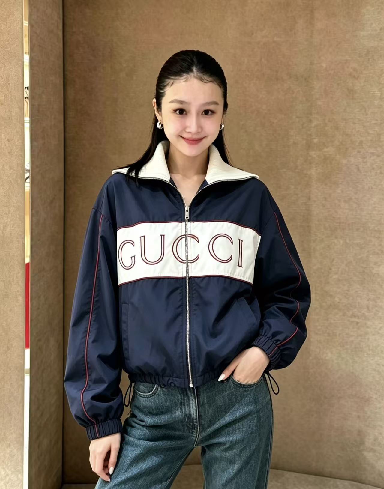 GUCC1 刺繍入りレタージャケット【50％割引+送料無料】