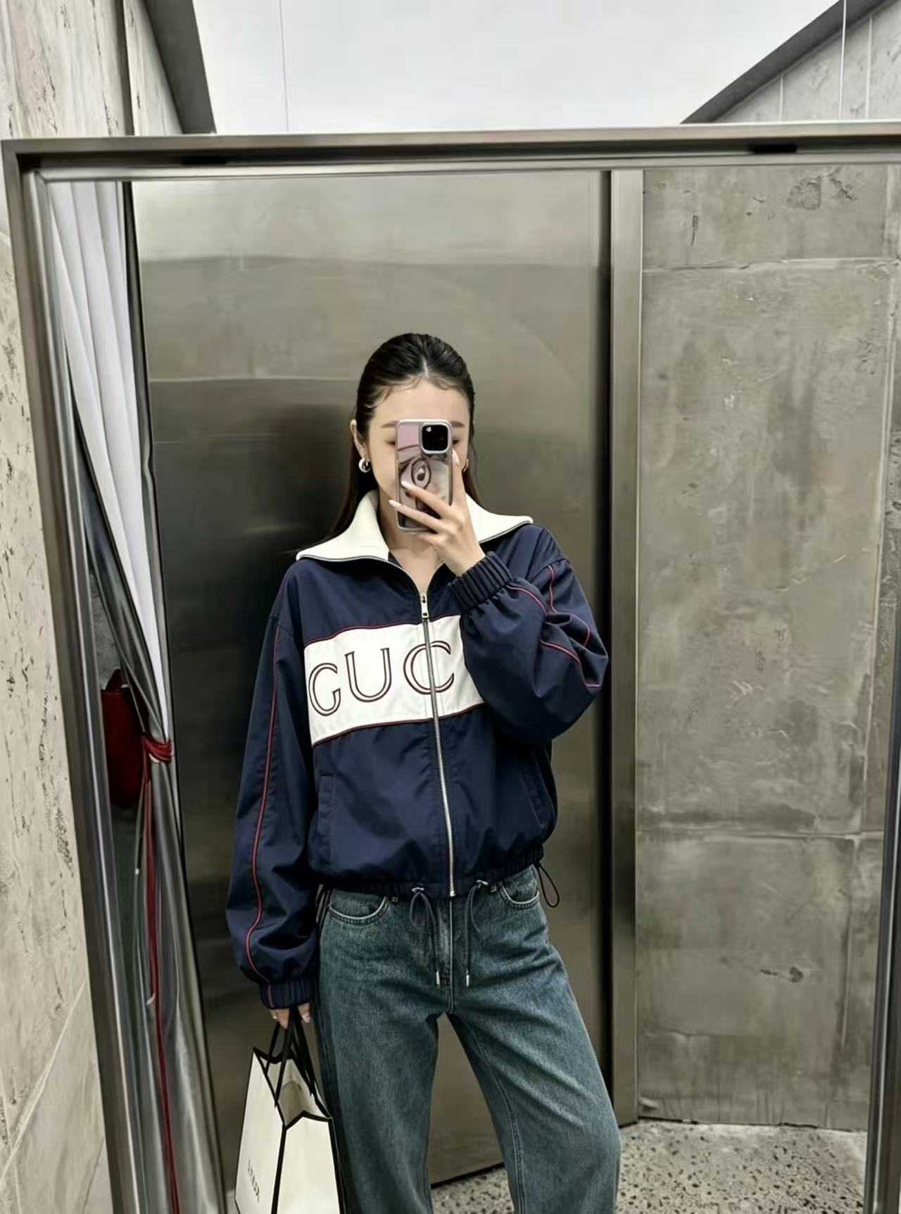 GUCC1 刺繍入りレタージャケット【50％割引+送料無料】