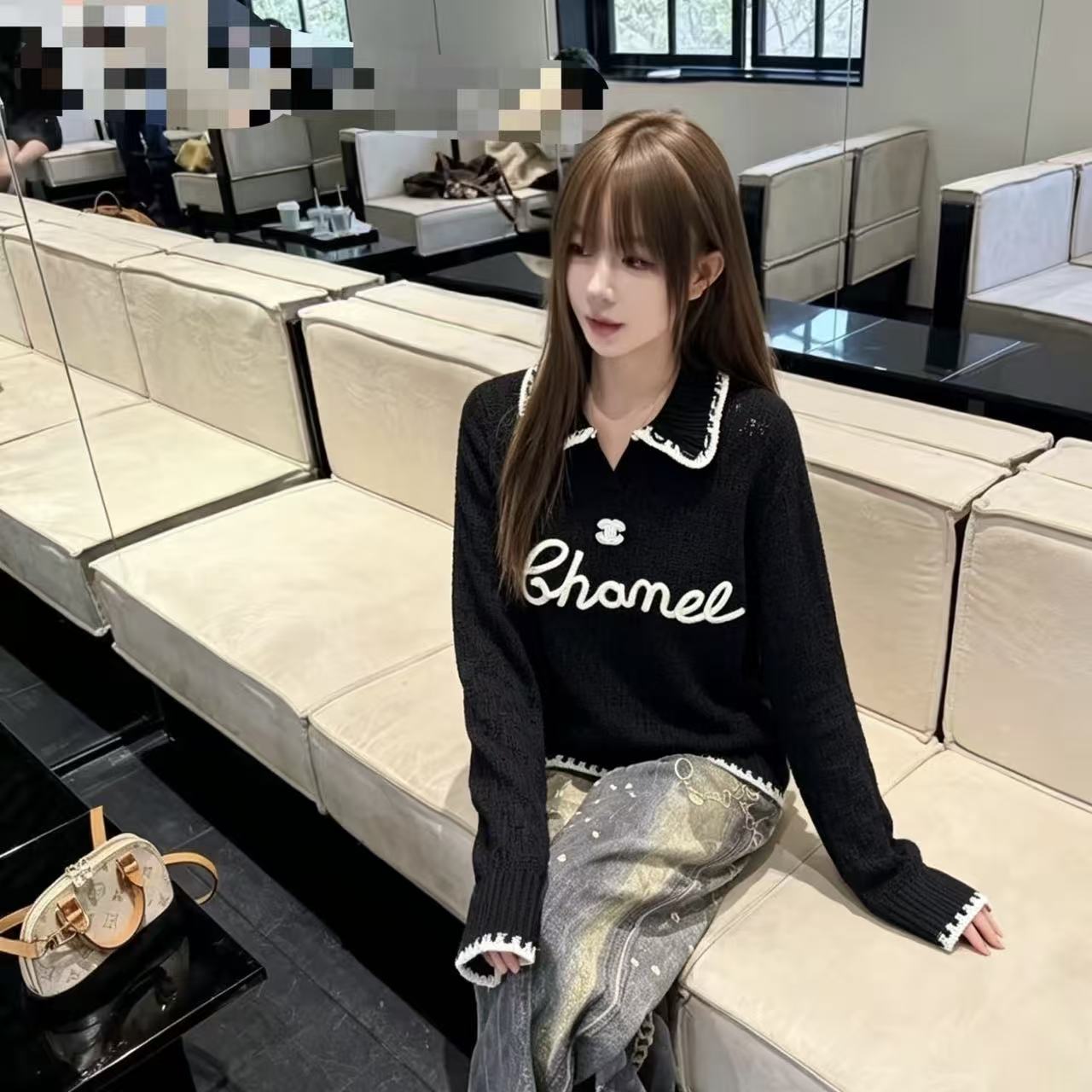 CHANE1 ダブルCレターウールセーター【50％割引+送料無料】