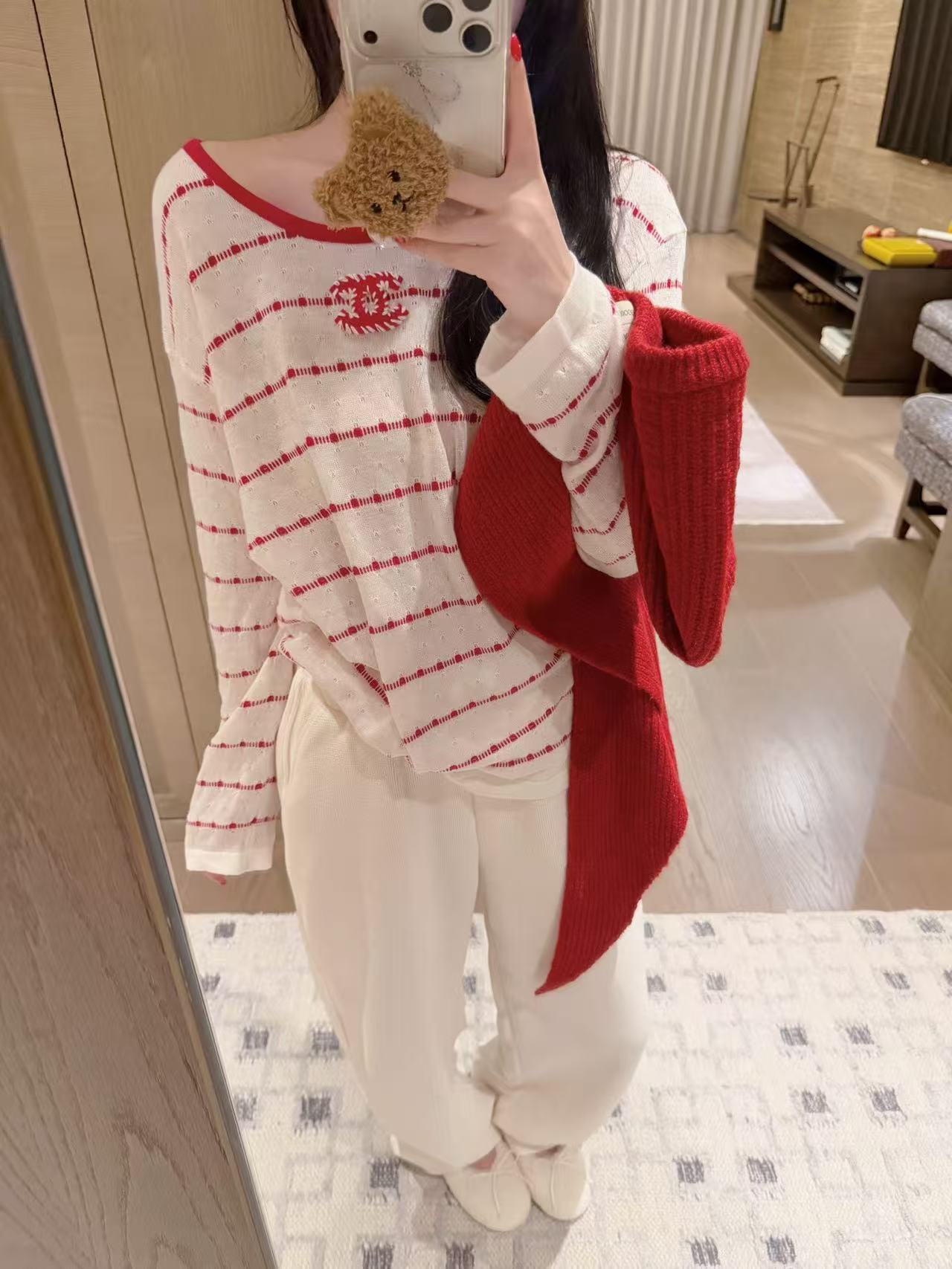 CHANE1 ダブルCストライプ長袖Tシャツ【50％割引+送料無料】