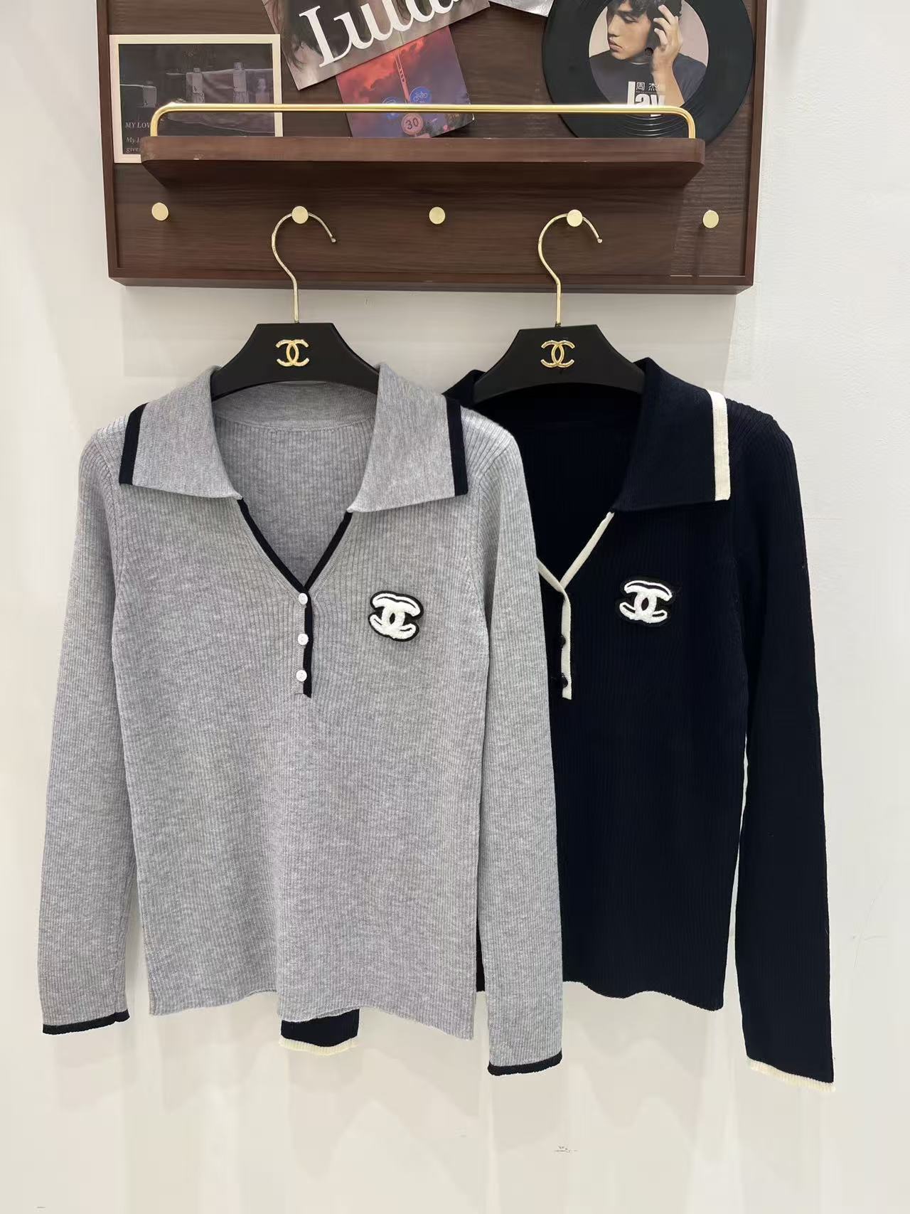 CHANE1 ダブルCカラーセーター【50％割引+送料無料】