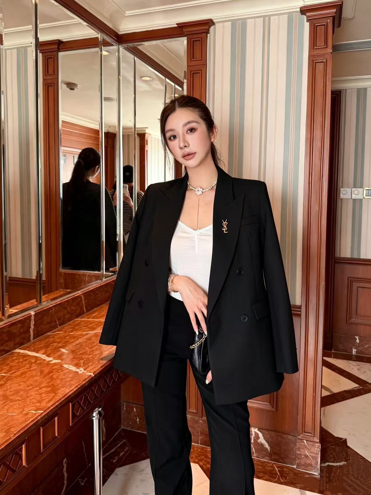 YSL 高品質ダブルブレストスーツジャケット【50％割引+送料無料】