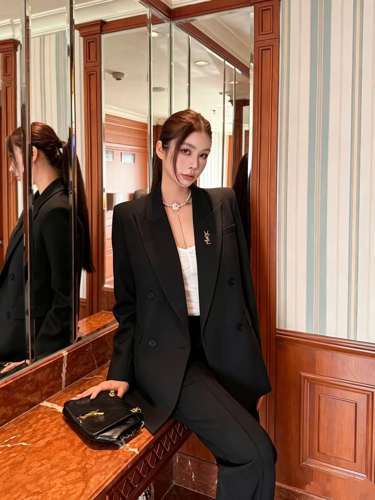 YSL 高品質ダブルブレストスーツジャケット【50％割引+送料無料】