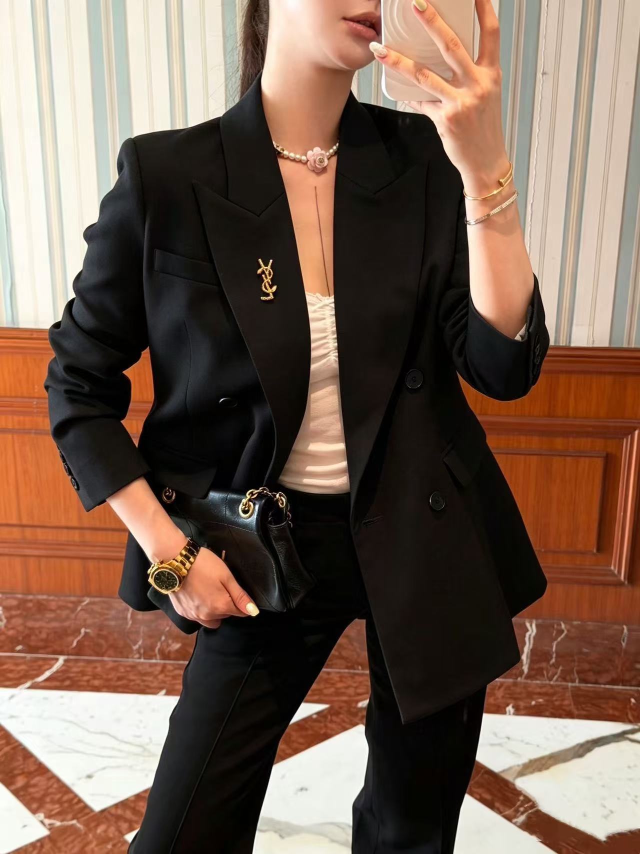 YSL 高品質ダブルブレストスーツジャケット【50％割引+送料無料】