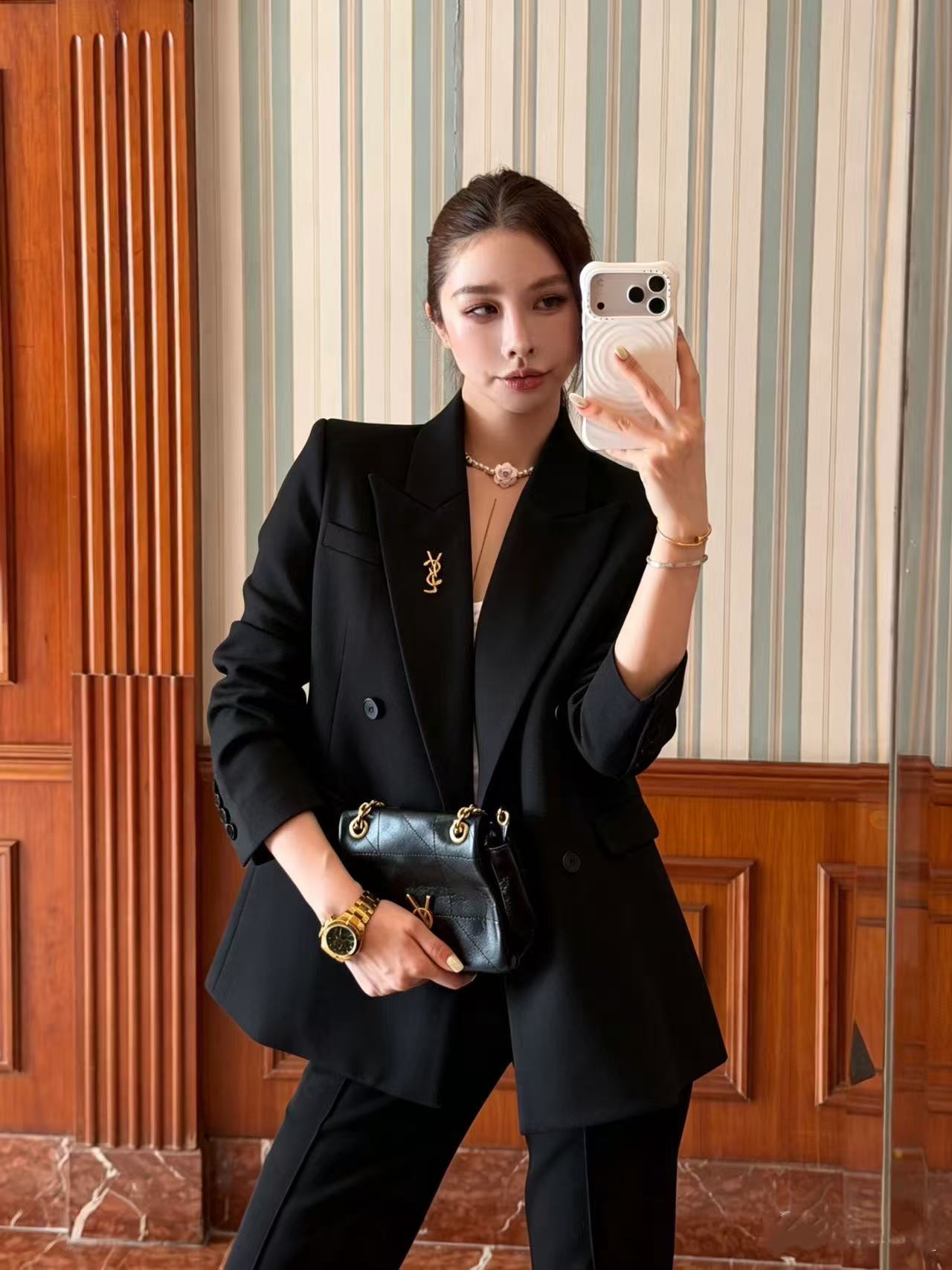YSL 高品質ダブルブレストスーツジャケット【50％割引+送料無料】