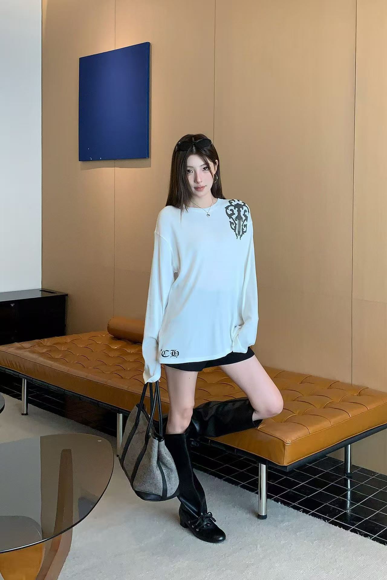 Chr0me Hearts サンスクリット語長袖Tシャツ【50％割引+送料無料】