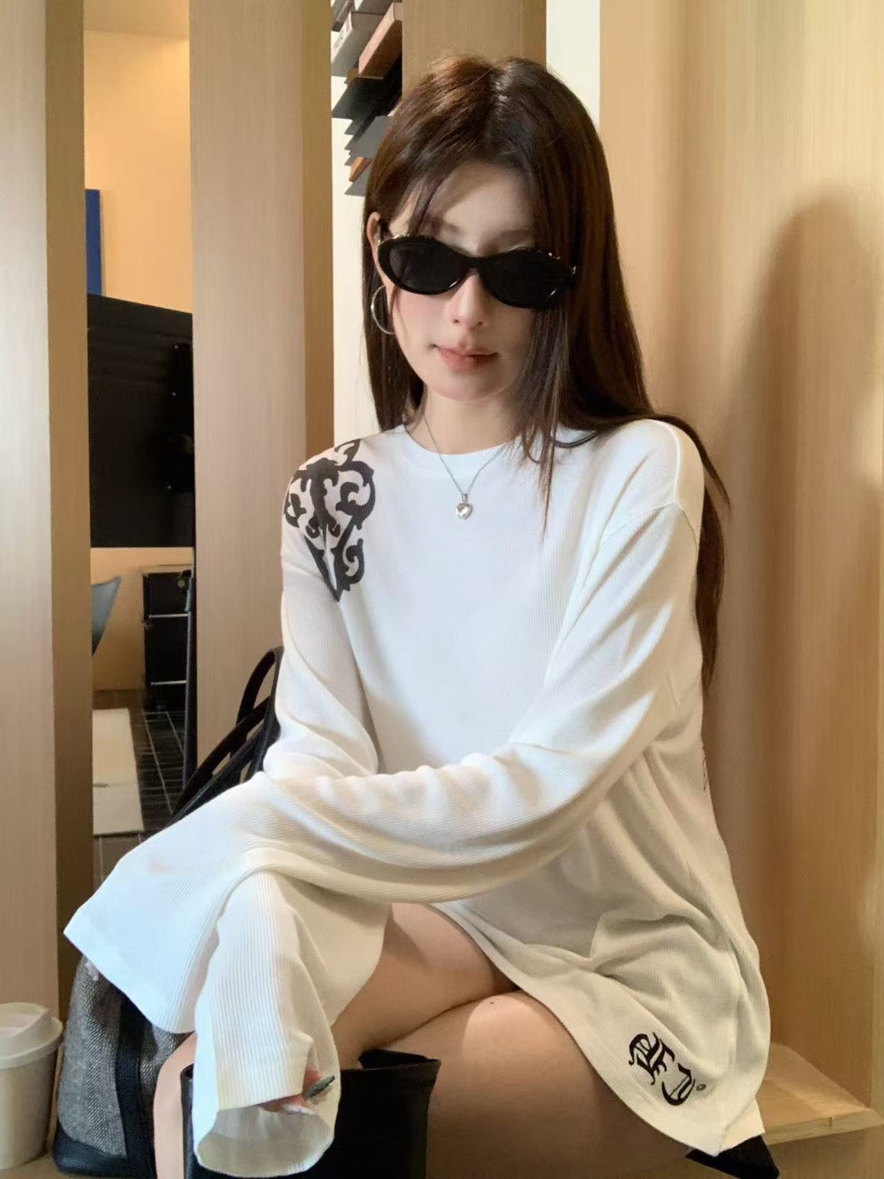 Chr0me Hearts サンスクリット語長袖Tシャツ【50％割引+送料無料】