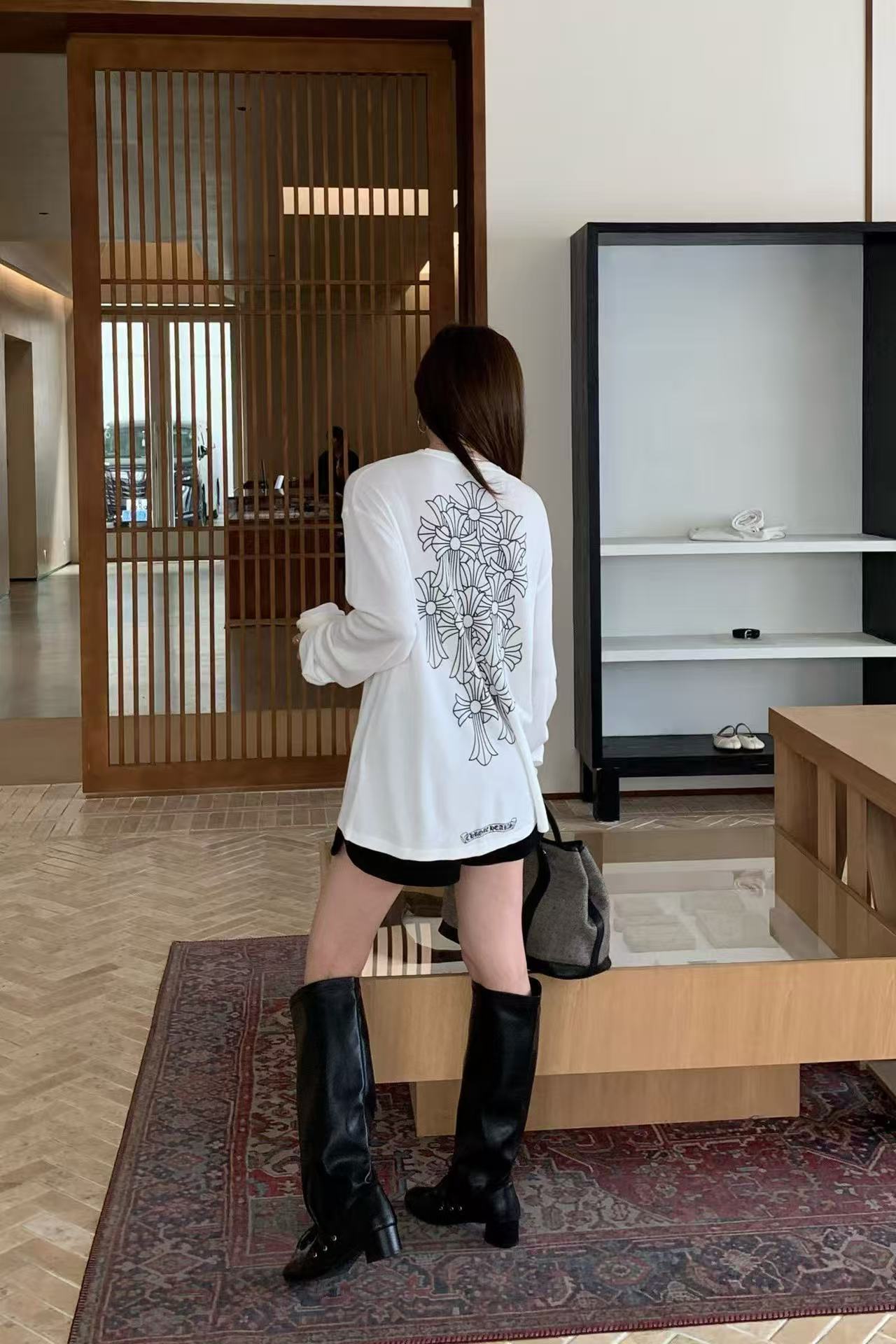 Chr0me Hearts サンスクリット語長袖Tシャツ【50％割引+送料無料】