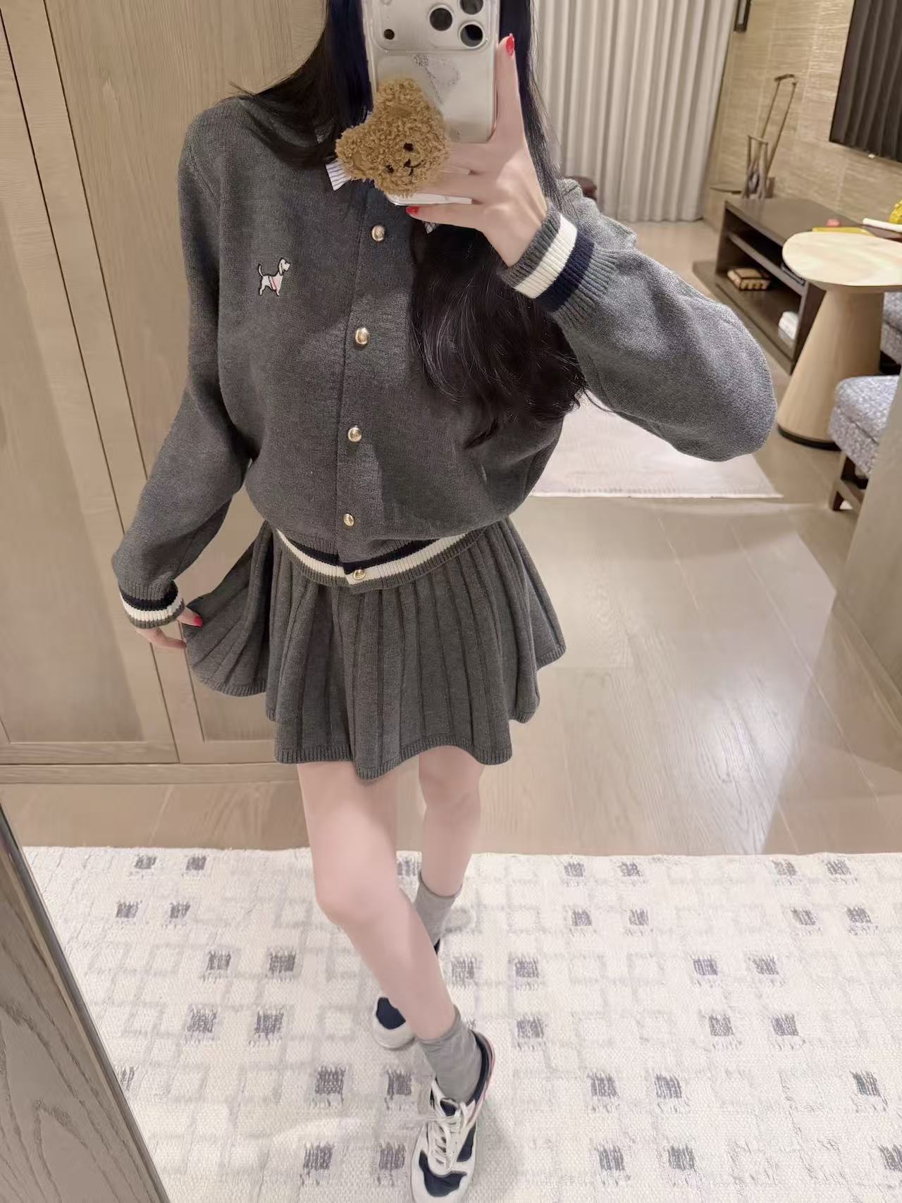 THOM BROWNE ウールニット＆スカート セットアップ【50％割引+送料無料】
