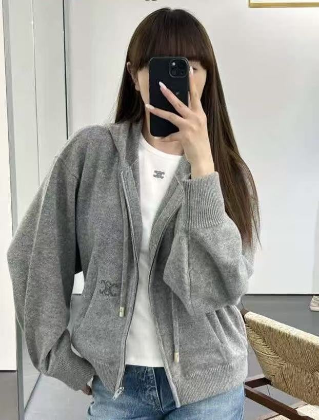 CELINE フード付きウールカーディガン【50％割引+送料無料】