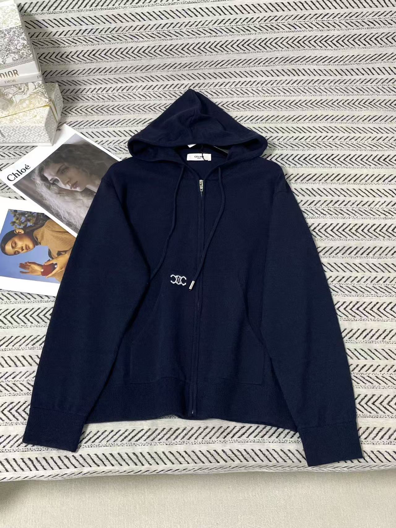 CELINE フード付きウールカーディガン【50％割引+送料無料】
