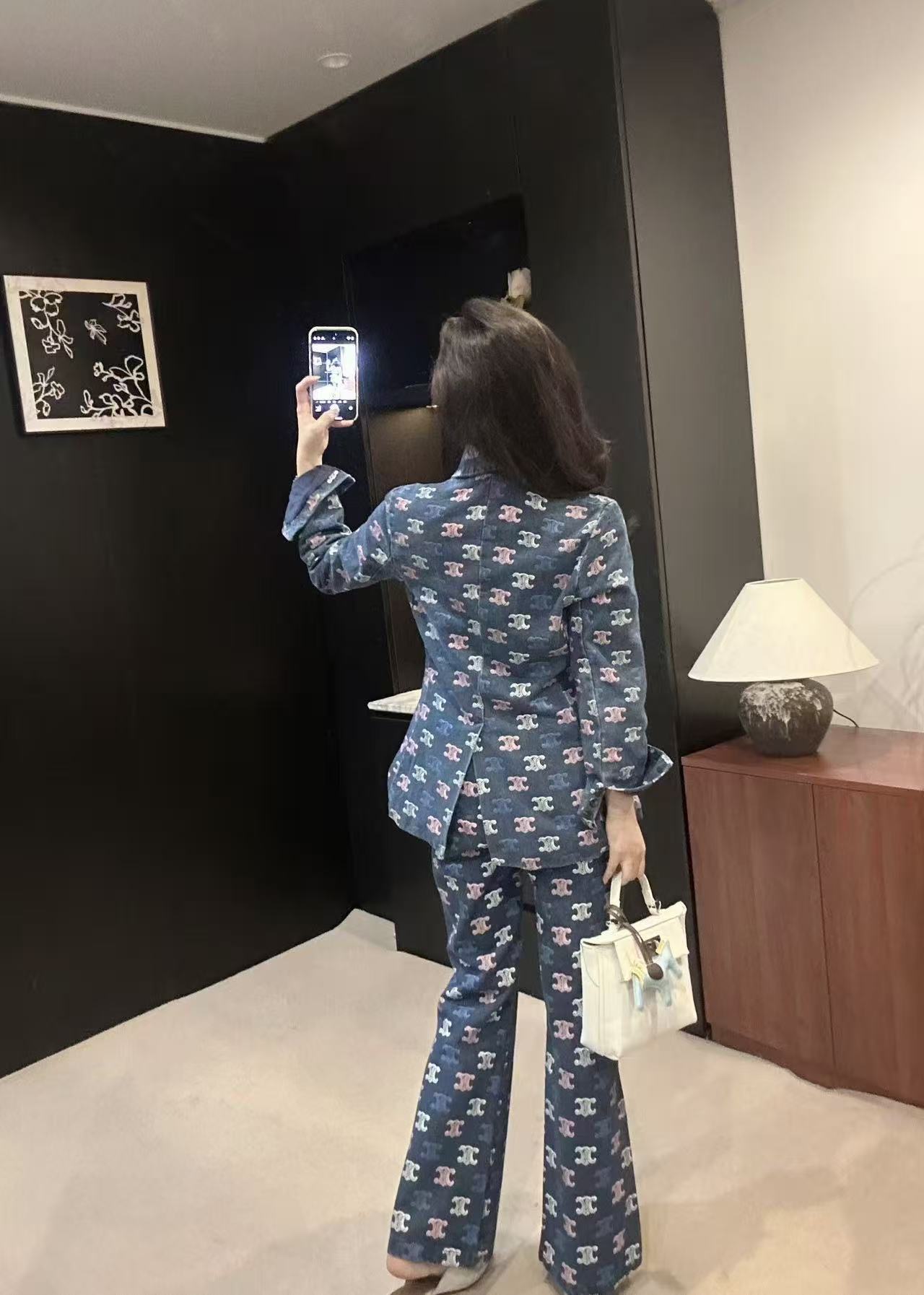 CELINE プリントデニムジャケット＆パンツ セットアップ【50％割引+送料無料】