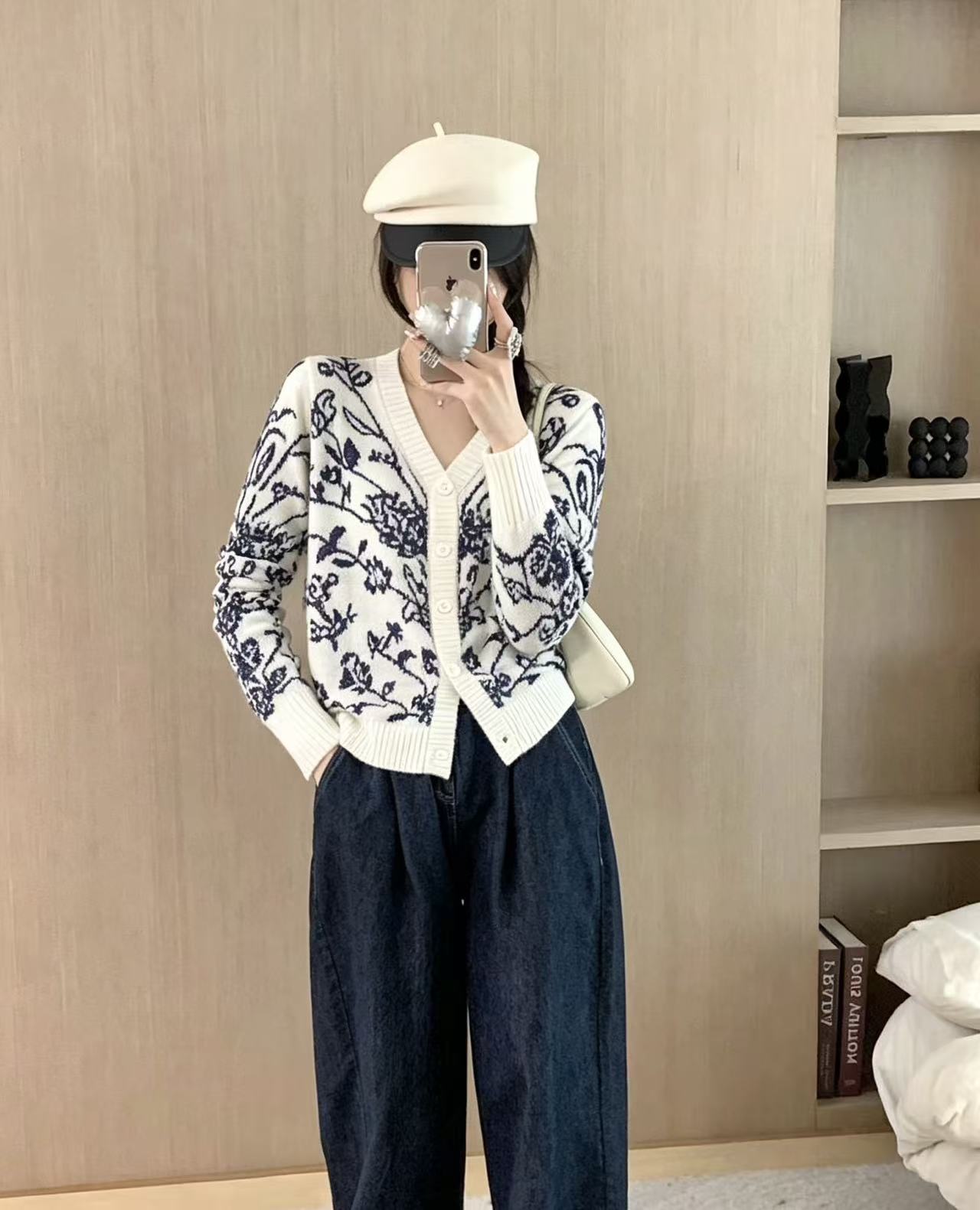DIOR ウールプリント Vネックカーディガン【50％割引+送料無料】