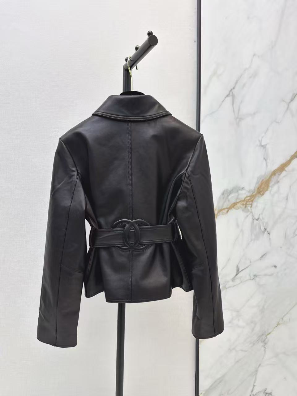 CHANE1 ボタンダブルCレザージャケット【50％割引+送料無料】