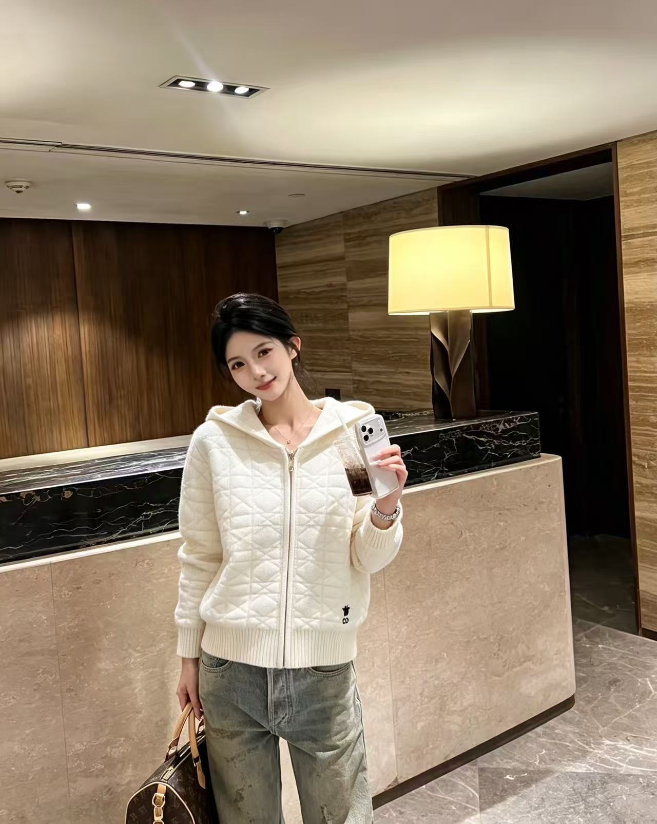 DIOR フード付きチェック柄アウター【50％割引+送料無料】