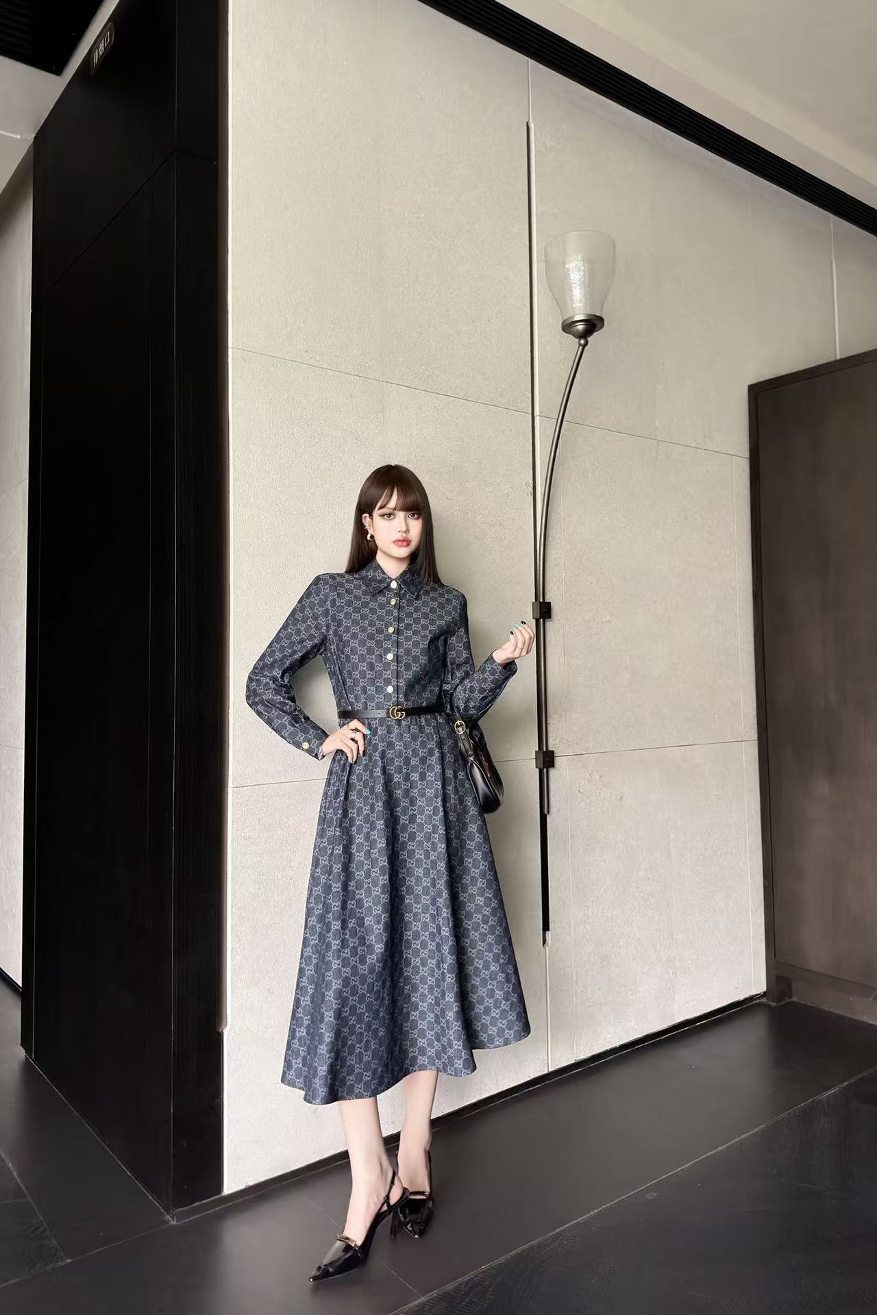 GUCCI ジャカード長袖ワンピース【50％割引+送料無料】