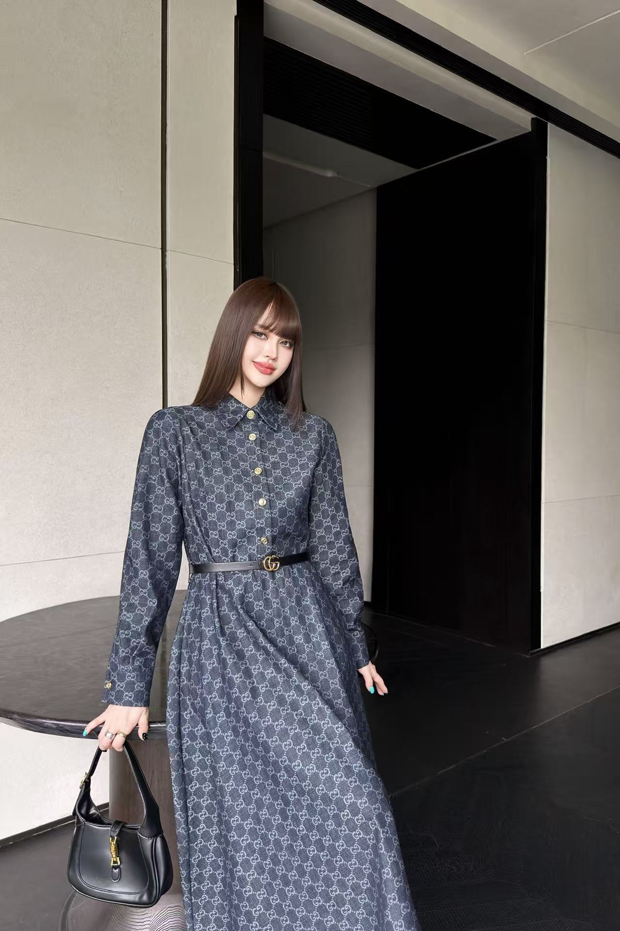 GUCCI ジャカード長袖ワンピース【50％割引+送料無料】